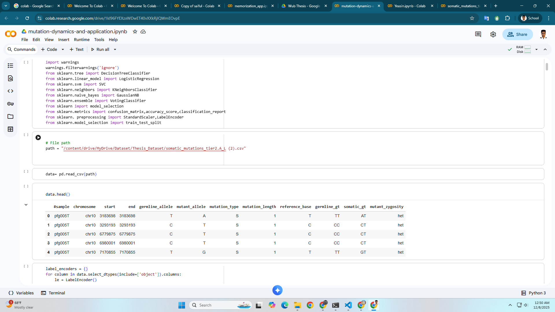 Genomic Mutation Analysis with Hybrid ML Models